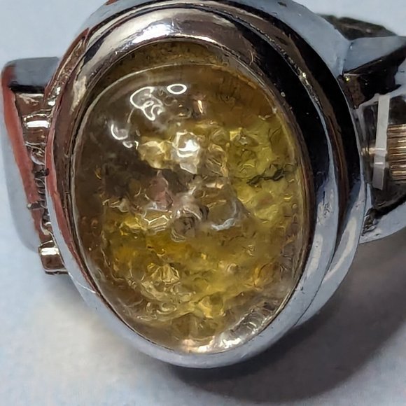 Secret Ring Watch Fancy Amber Look Glass Cabochon Art Ring Open size from 6-to 8 main image 4